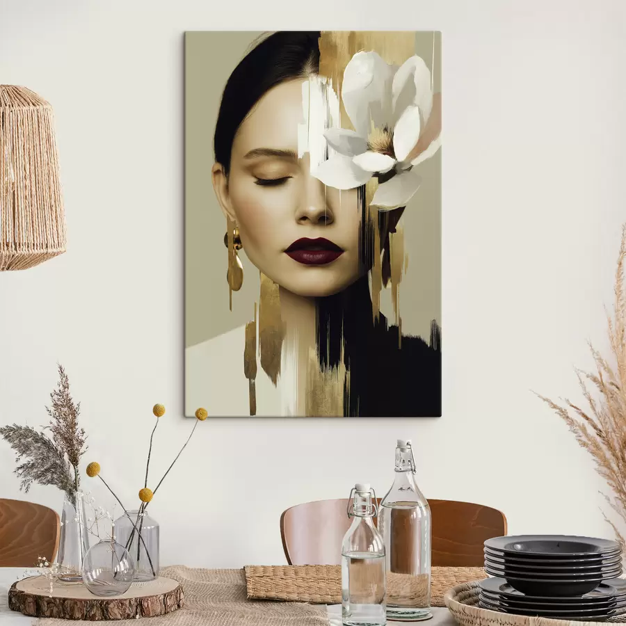 fototapet O fată cu o floare în păr s49933