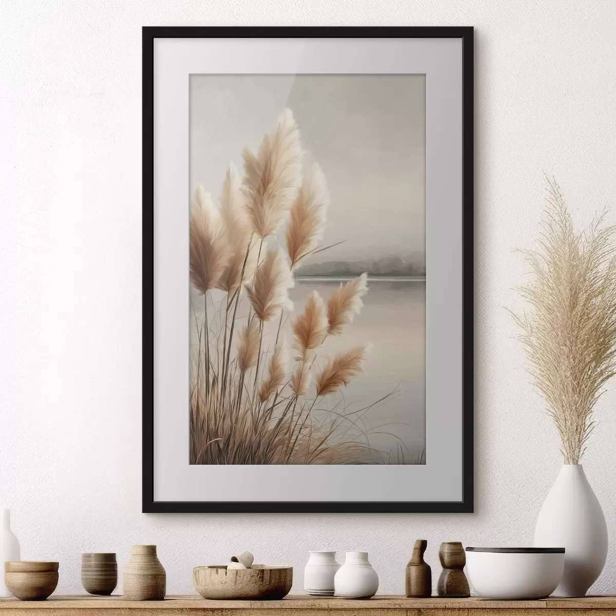 Poster Iarbă de pampas lângă râu f49925