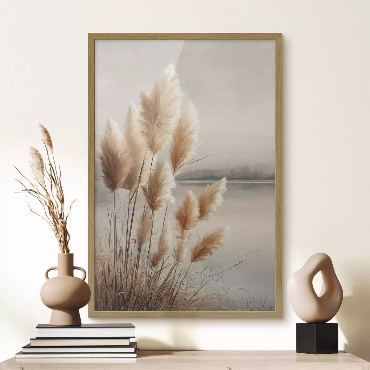 Poster Iarbă de pampas lângă râu f49925