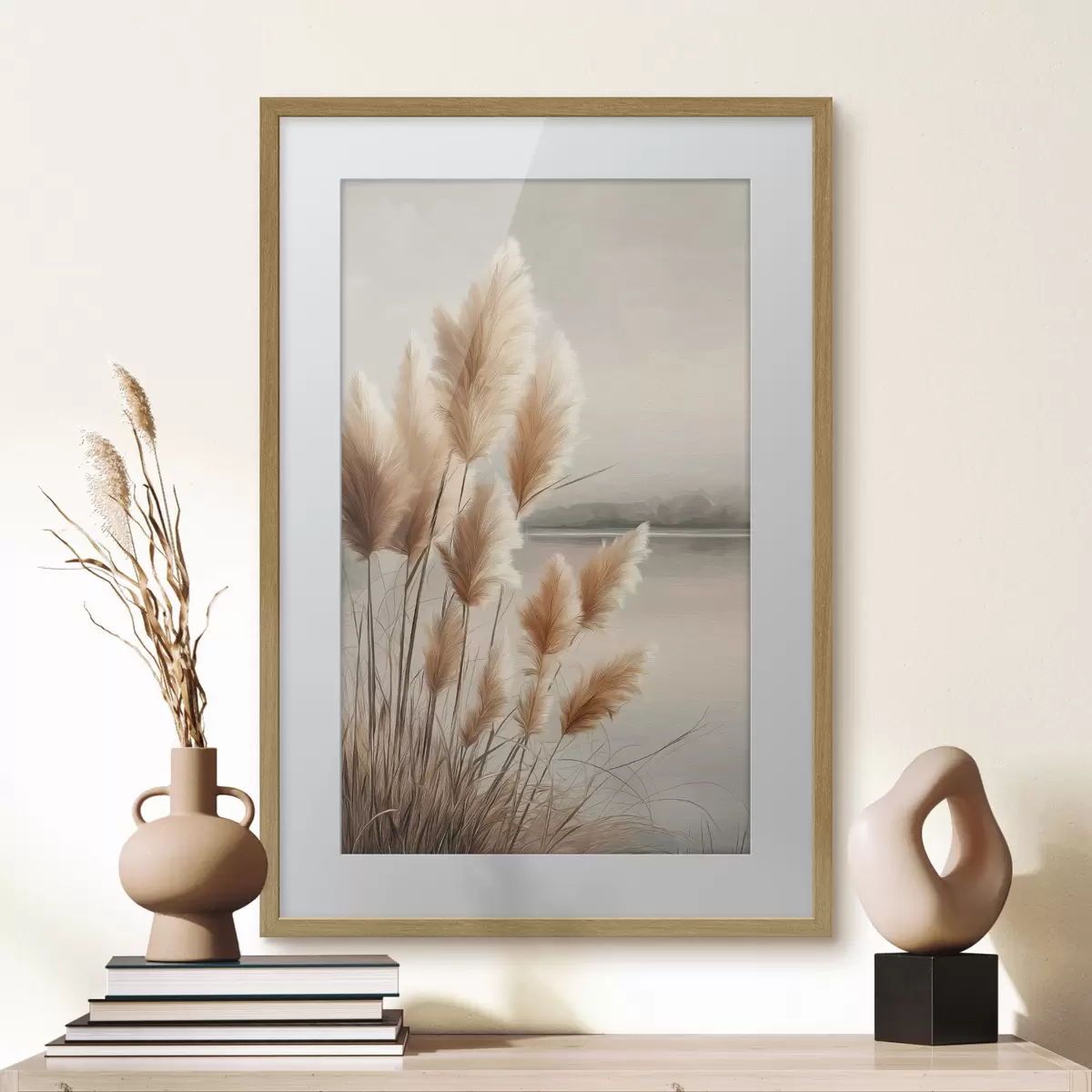 Poster Iarbă de pampas lângă râu f49925