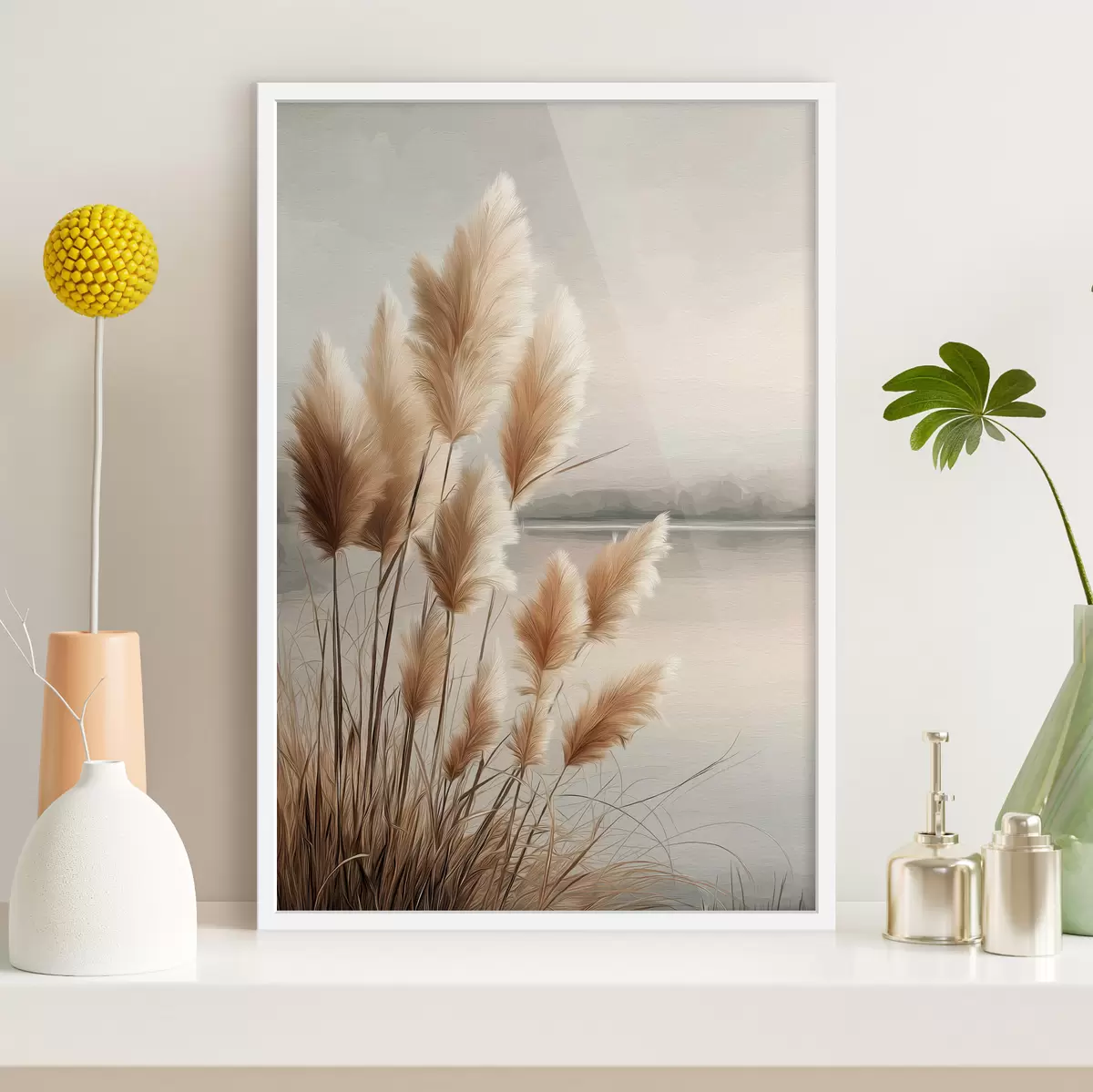 Poster Iarbă de pampas lângă râu f49925