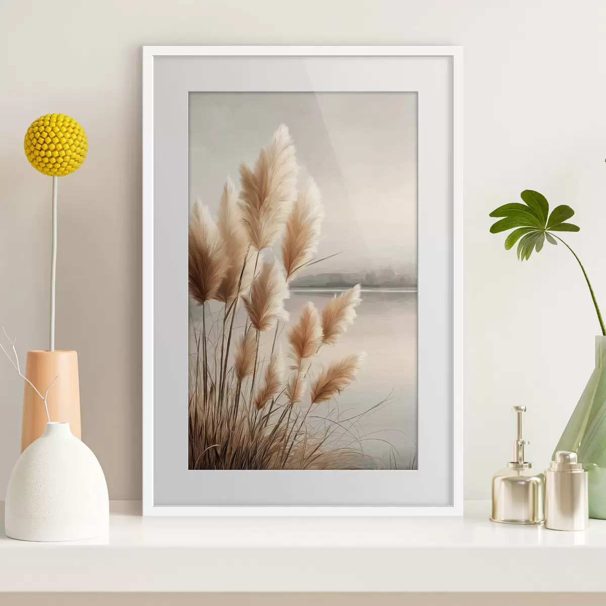 Poster Iarbă de pampas lângă râu f49925