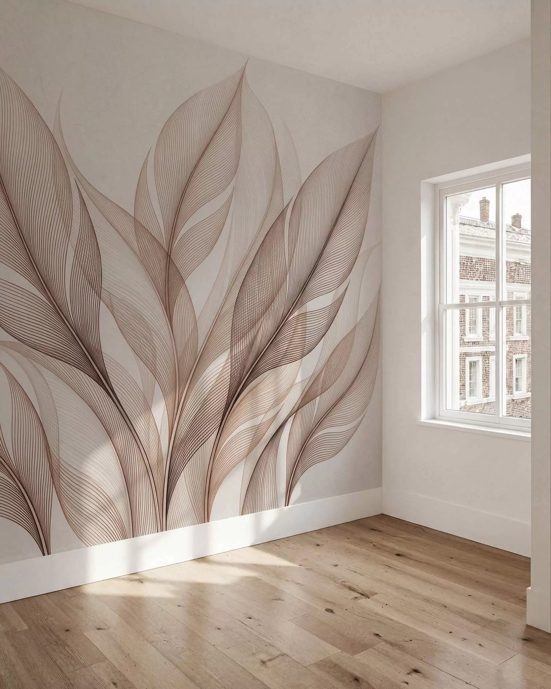 fototapet Compoziție botanică elegantă cu frunze mari stilizate w09944