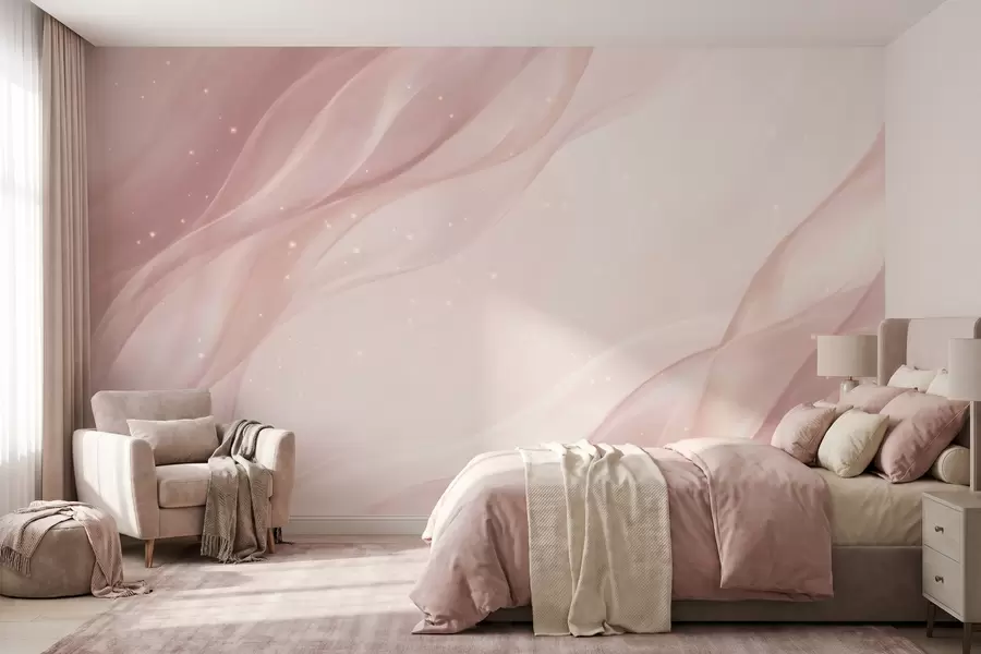 fototapet Compoziție abstractă delicată, în nuanțe delicate de roz w09959