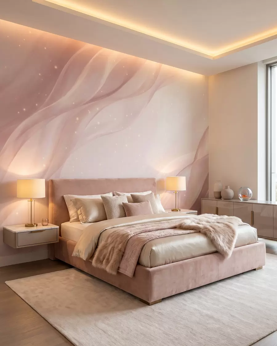 fototapet Compoziție abstractă delicată, în nuanțe delicate de roz w09959