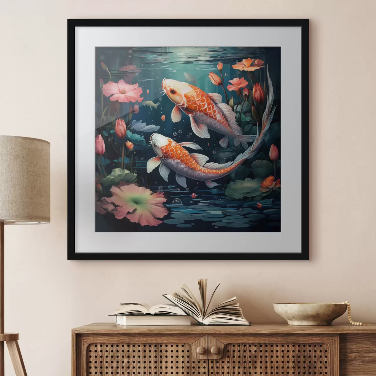 Poster Crap koi cu lotuși f50038