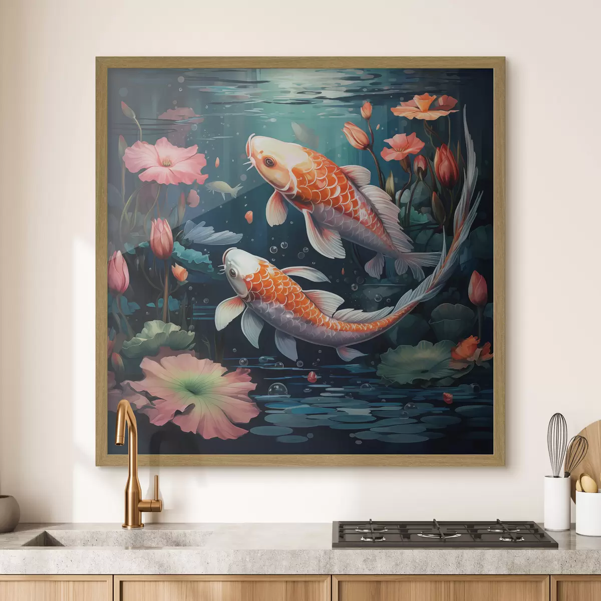 Poster Crap koi cu lotuși f50038