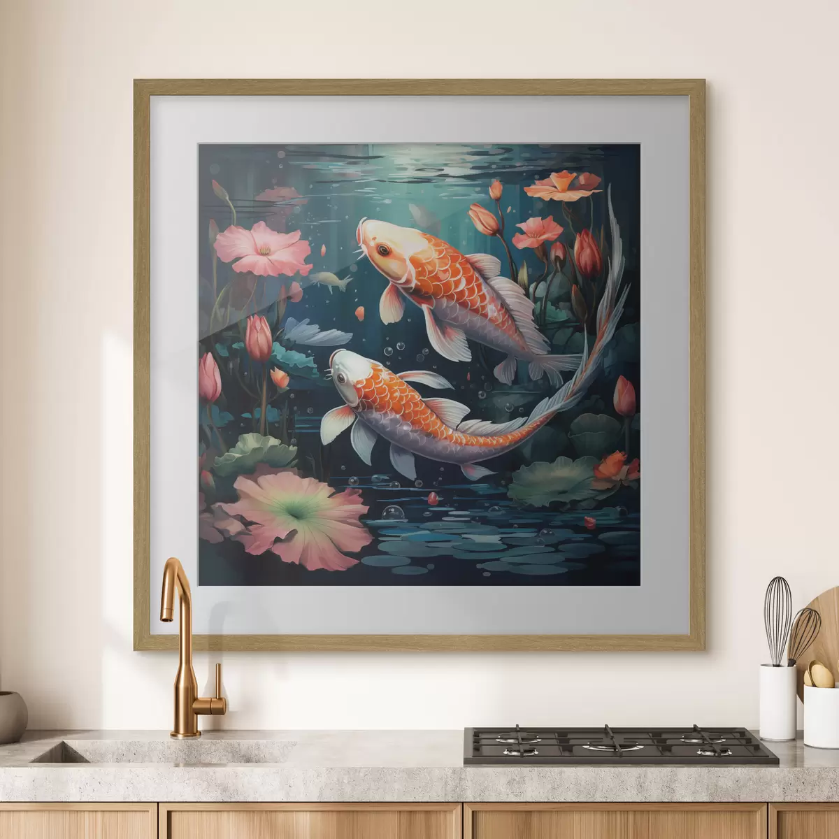 Poster Crap koi cu lotuși f50038