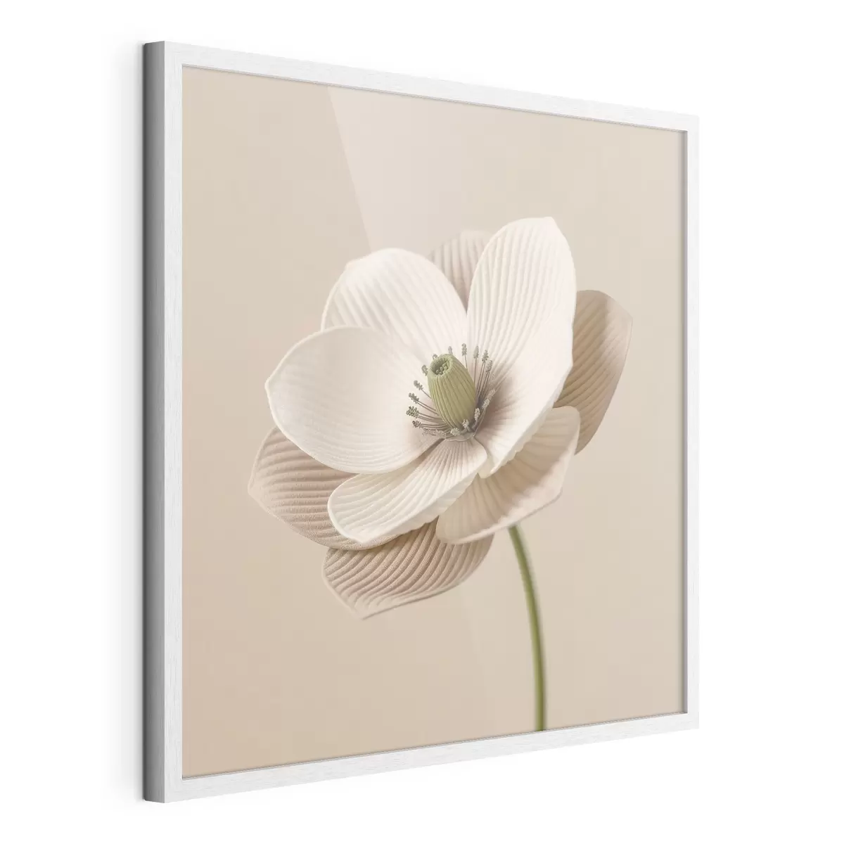 Poster Floare cu petale texturate, în nuanțe de bej, în stil minimalist f49719