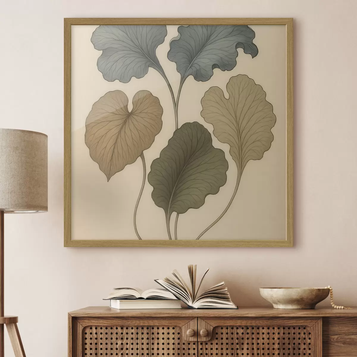 Poster Frunze decorative în nuanțe discrete pe un fundal bej f49721
