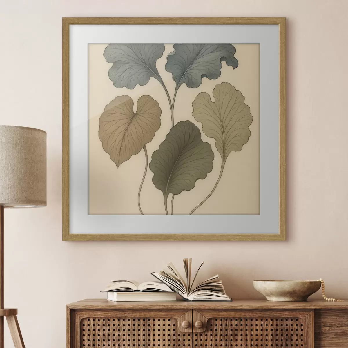 Poster Frunze decorative în nuanțe discrete pe un fundal bej f49721
