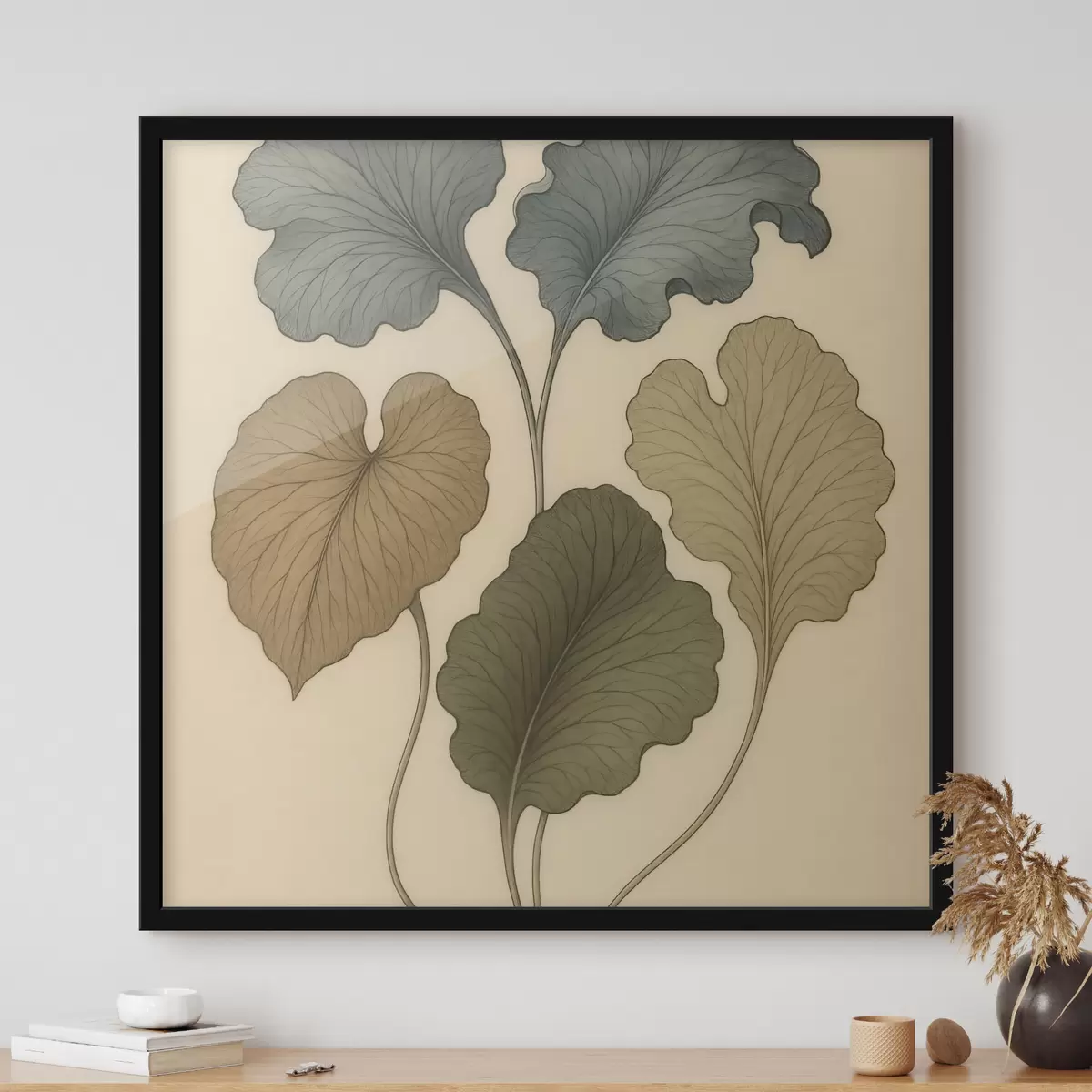 Poster Frunze decorative în nuanțe discrete pe un fundal bej f49721