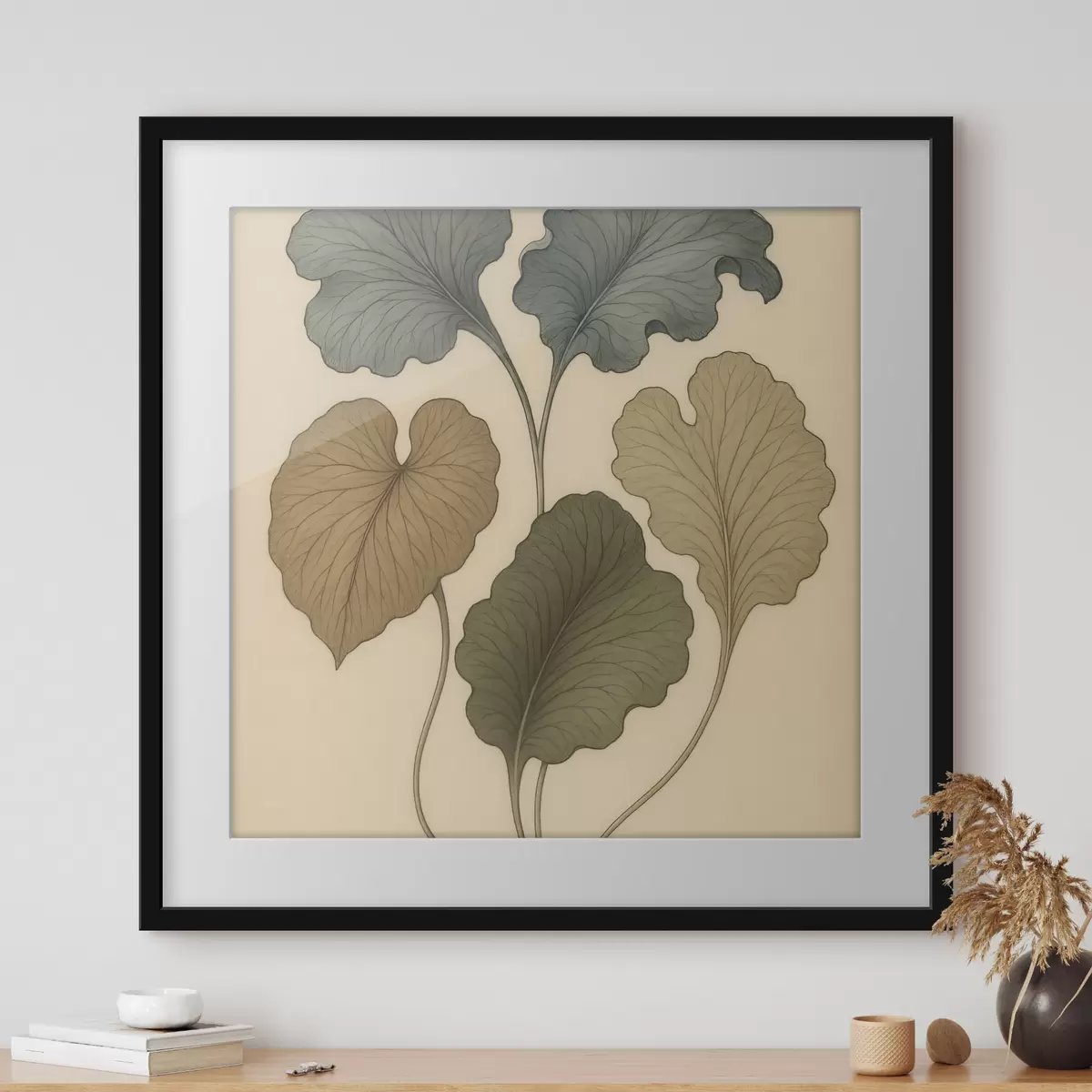 Poster Frunze decorative în nuanțe discrete pe un fundal bej f49721