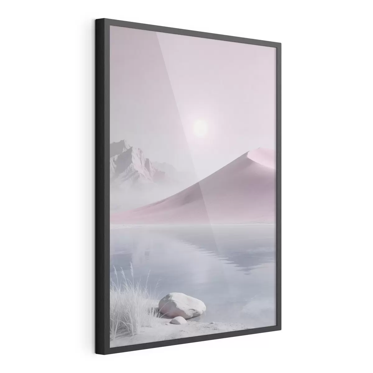 Poster Lac de munte lângă un deal nisipos, în nuanțe pastelate f49725