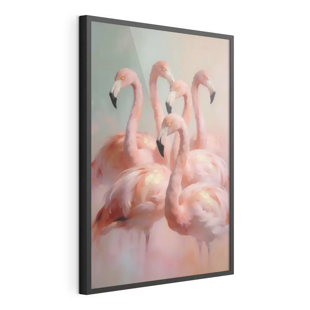 Poster Flamingo roz în nuanțe pastelate delicate, în stilul picturii în ulei f49726