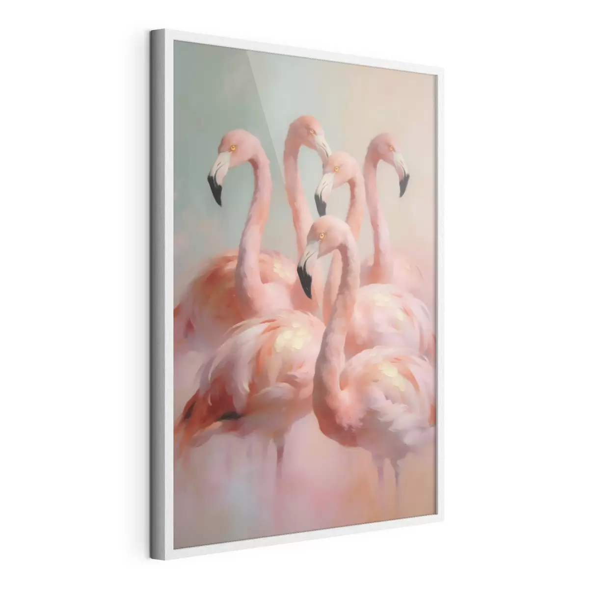 Poster Flamingo roz în nuanțe pastelate delicate, în stilul picturii în ulei f49726