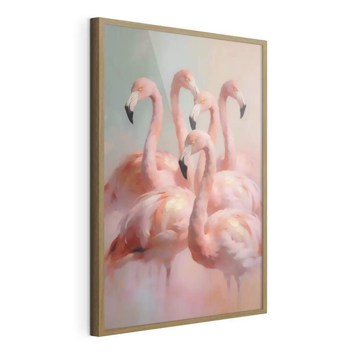 Poster Flamingo roz în nuanțe pastelate delicate, în stilul picturii în ulei f49726