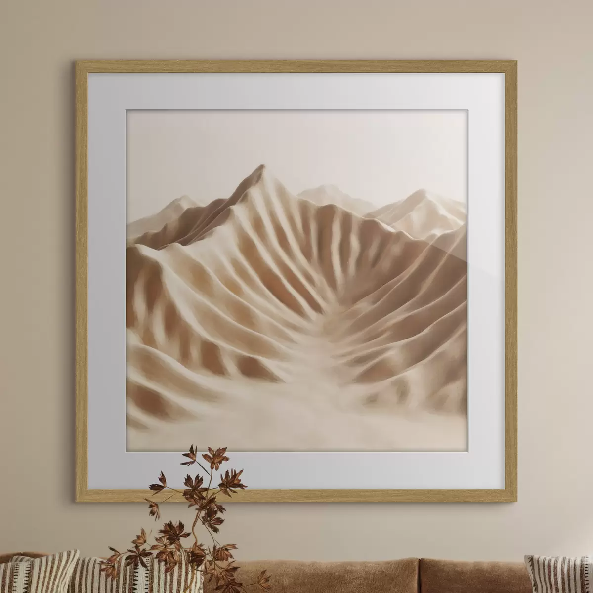 Poster Dune decorative cu textură, într-o paletă de culori bej, în stilul artei contemporane f49728