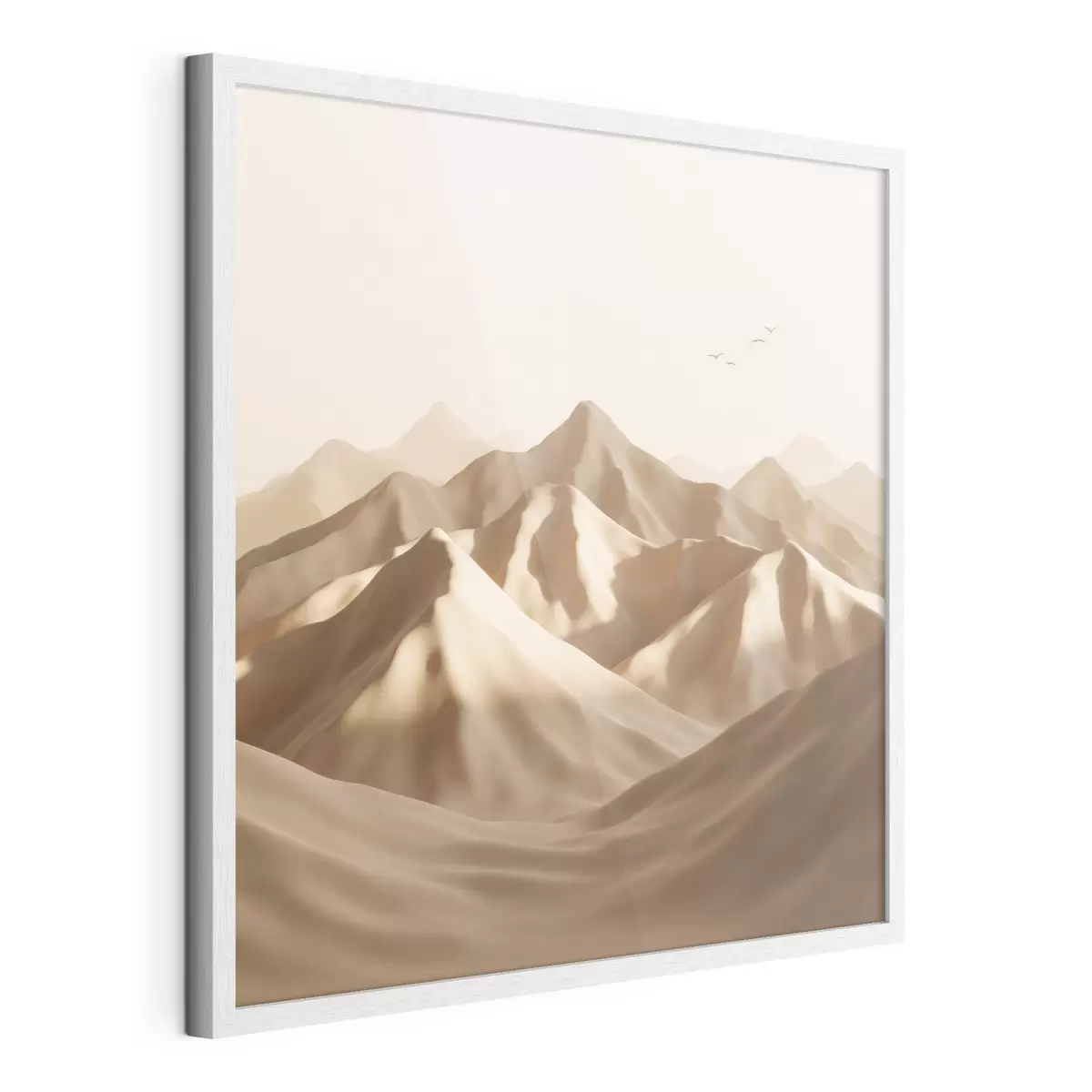 Poster Dune de nisip abstracte cu siluete de păsări în nuanțe pastelate f49729