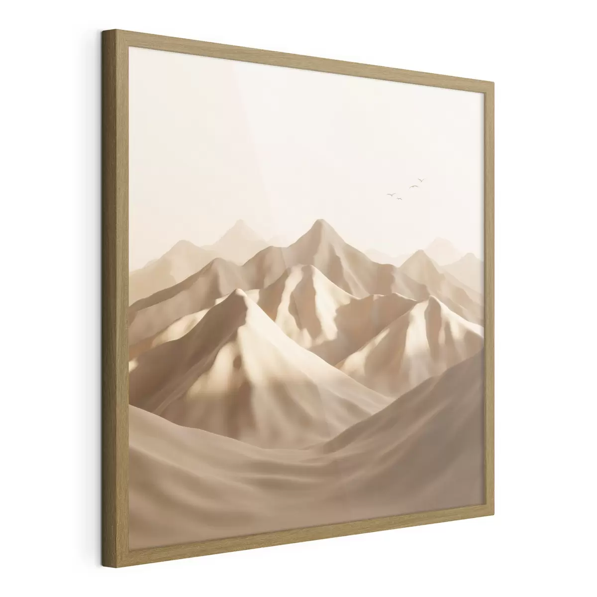Poster Dune de nisip abstracte cu siluete de păsări în nuanțe pastelate f49729