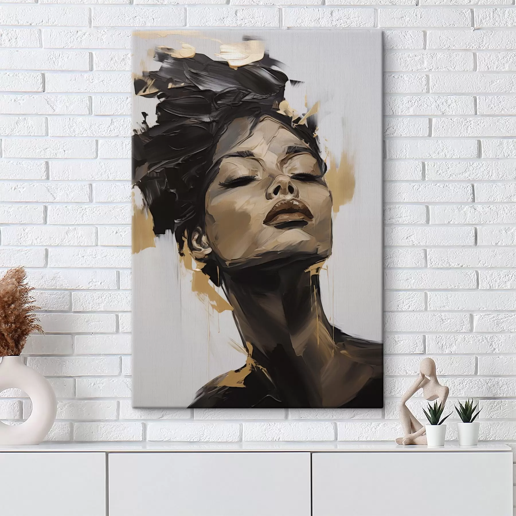 Tablouri Portret abstract de femeie, imitație de pictură s50071