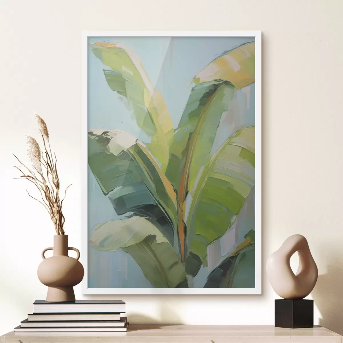 Poster Frunze de palmier-banană, pictură în stil imitație f50069