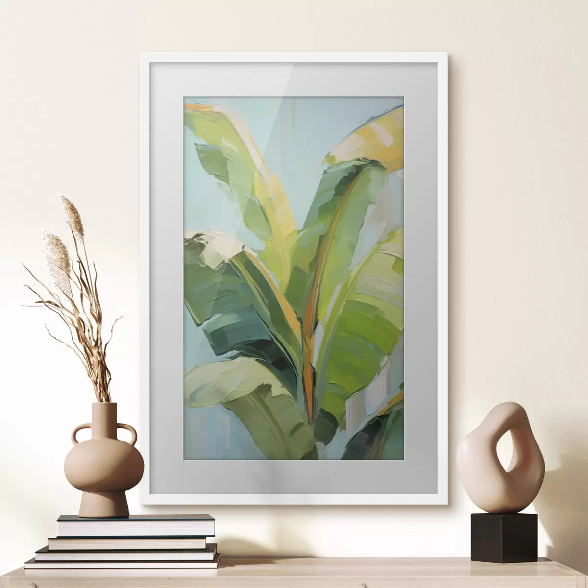 Poster Frunze de palmier-banană, pictură în stil imitație f50069