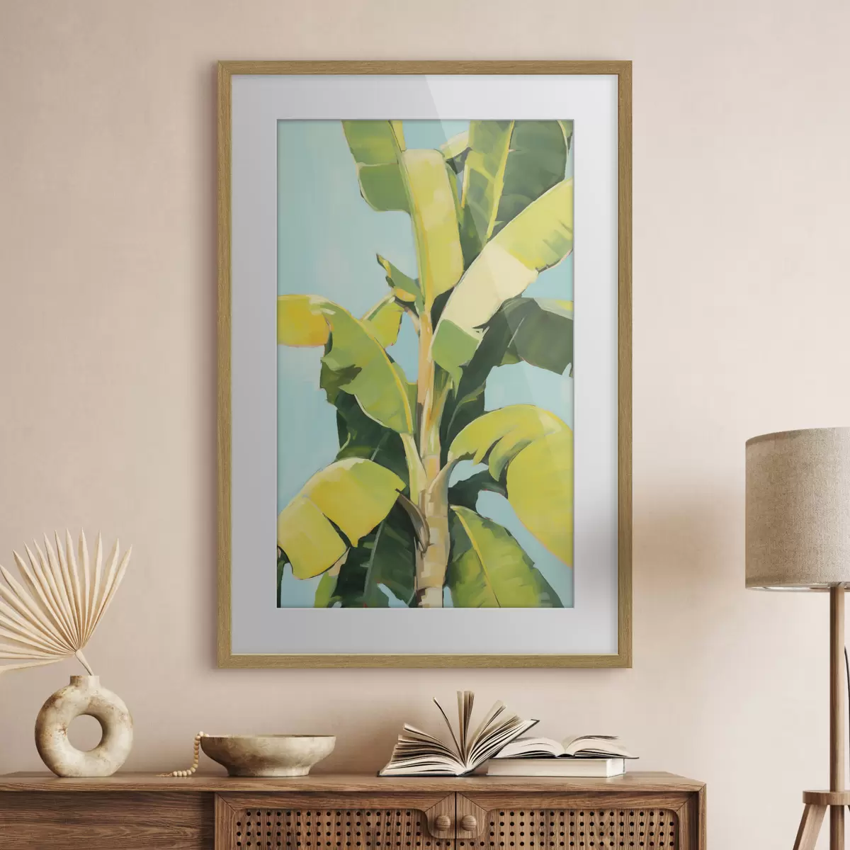 Poster Frunziș de palmier-banană, pictură în stil imitație f50070