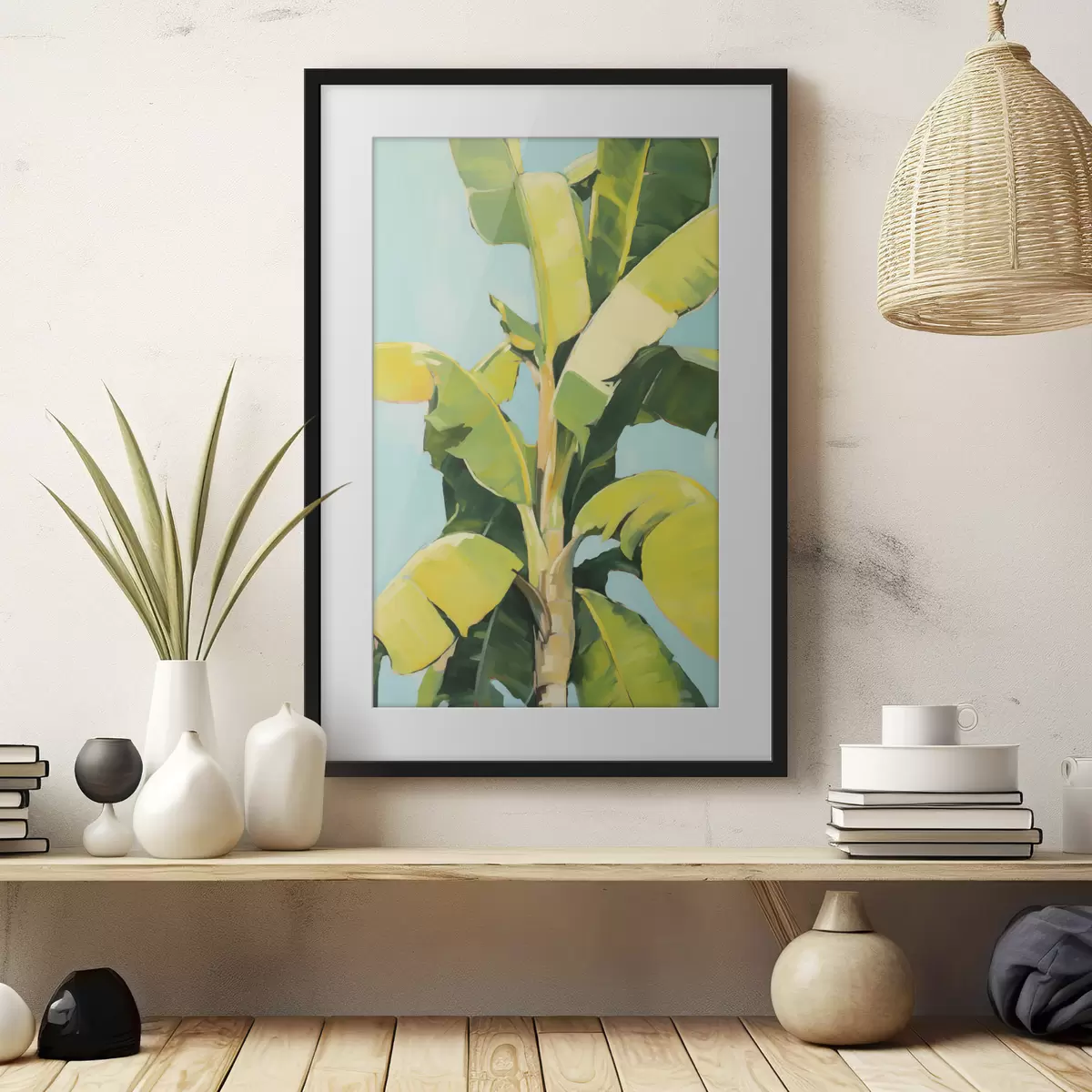 Poster Frunziș de palmier-banană, pictură în stil imitație f50070