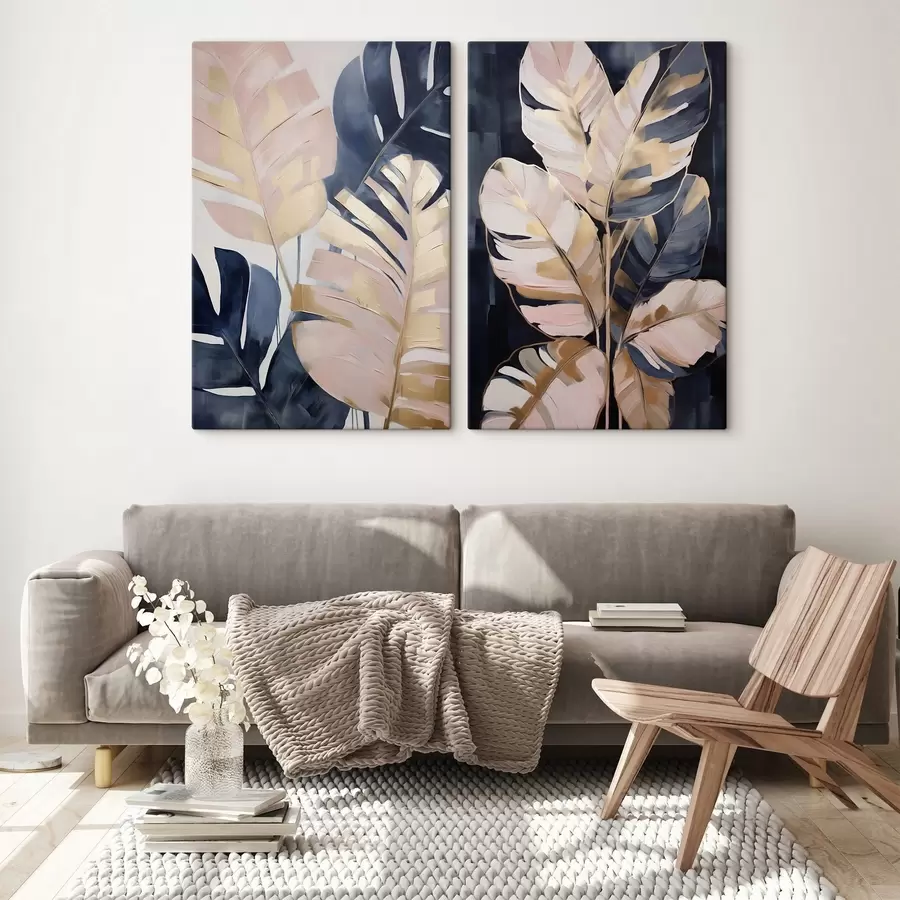 Tablouri Frunze abstracte, imitație de pictură m30783