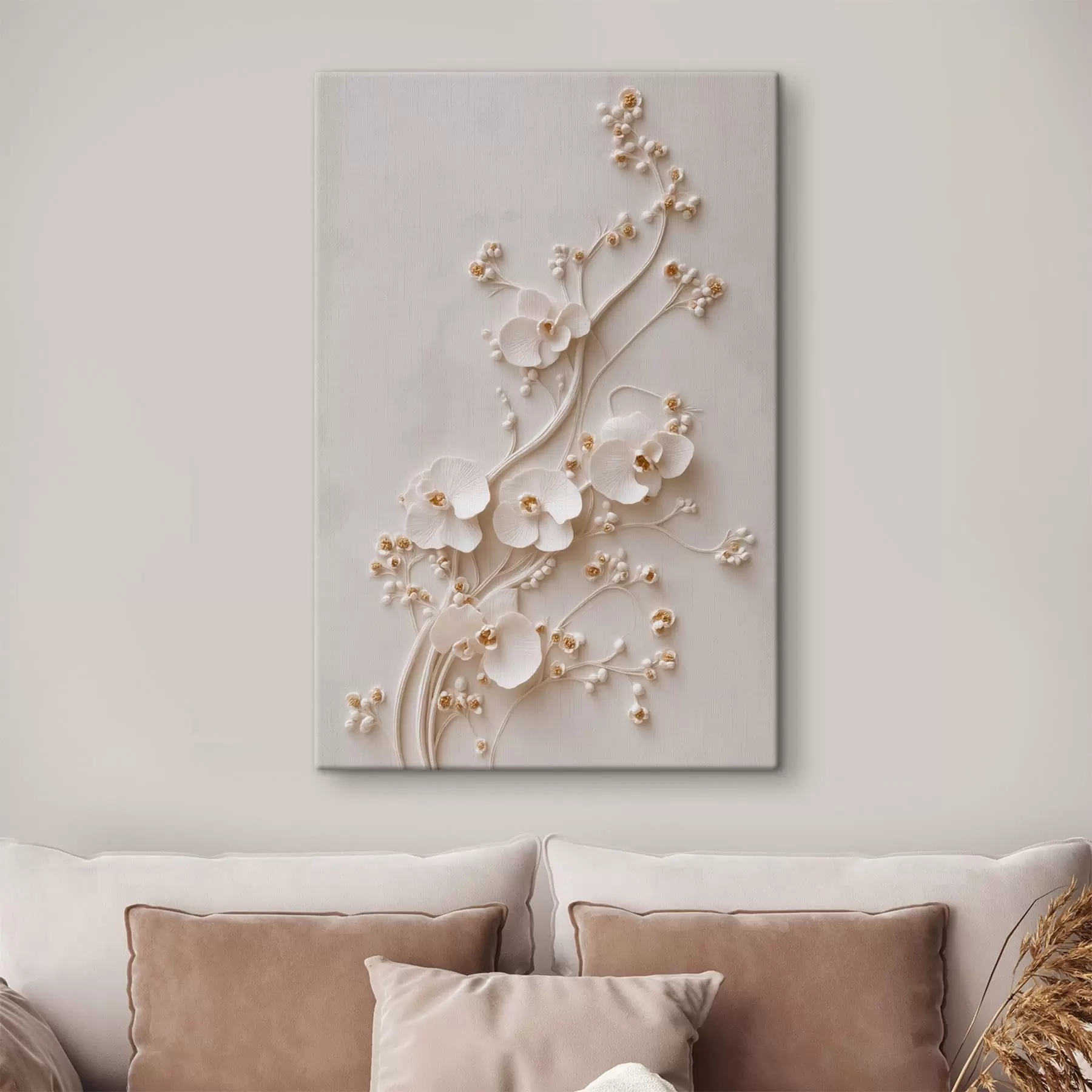 Tablouri Orhidee albe delicate pe ramuri elegante s49959