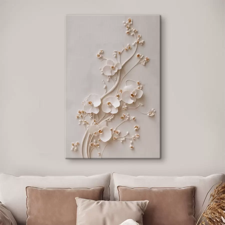 Tablouri Orhidee albe delicate pe ramuri elegante s49959