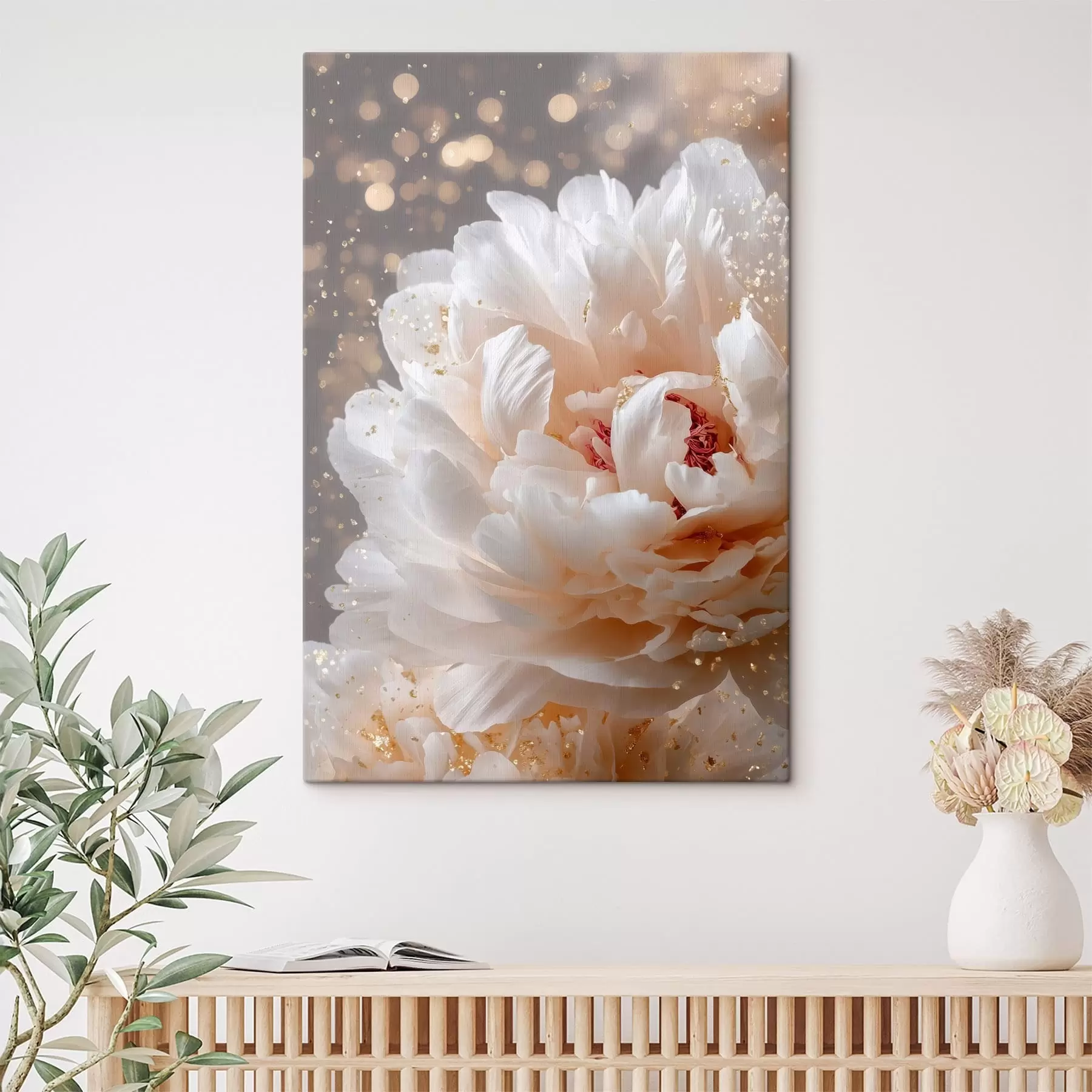 Tablouri O floare albă luxuriantă, cu o strălucire delicată s49981