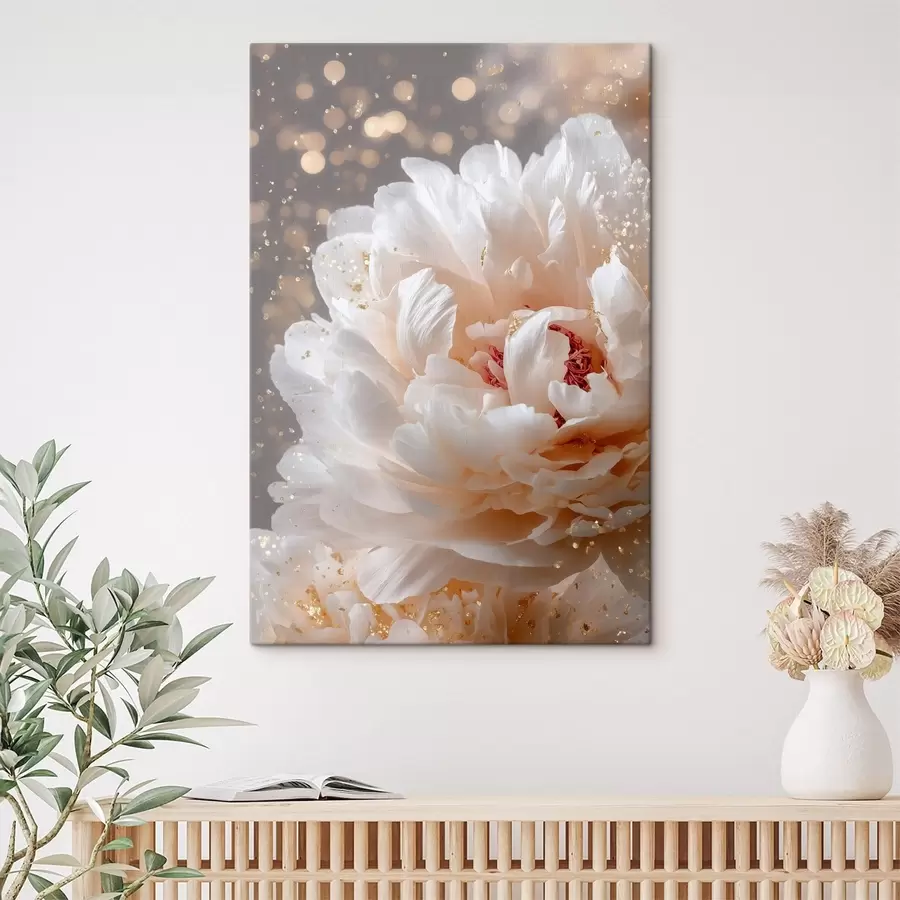 fototapet O floare albă luxuriantă, cu o strălucire delicată s49981