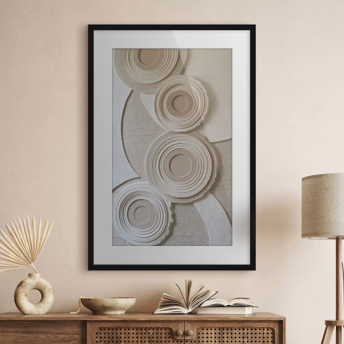 Poster Compoziție abstractă cu cercuri și efect de relief f49955