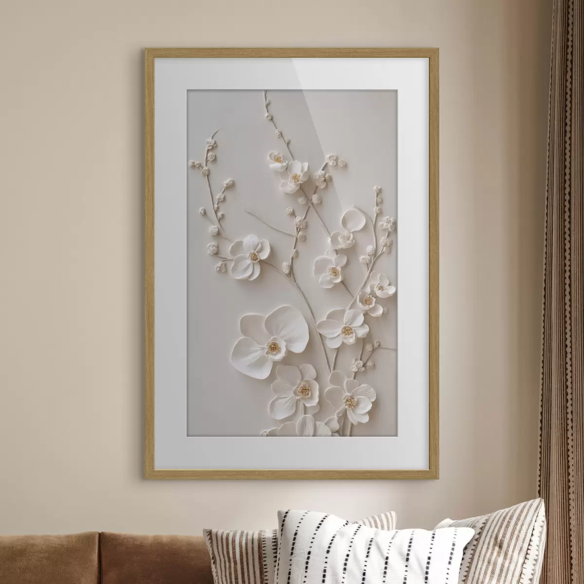 Poster Flori albe voluminoase pe ramuri delicate f49957