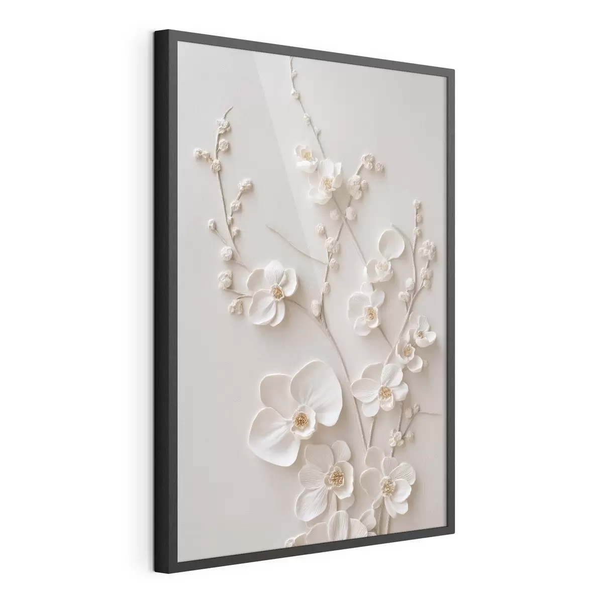 Poster Flori albe voluminoase pe ramuri delicate f49957