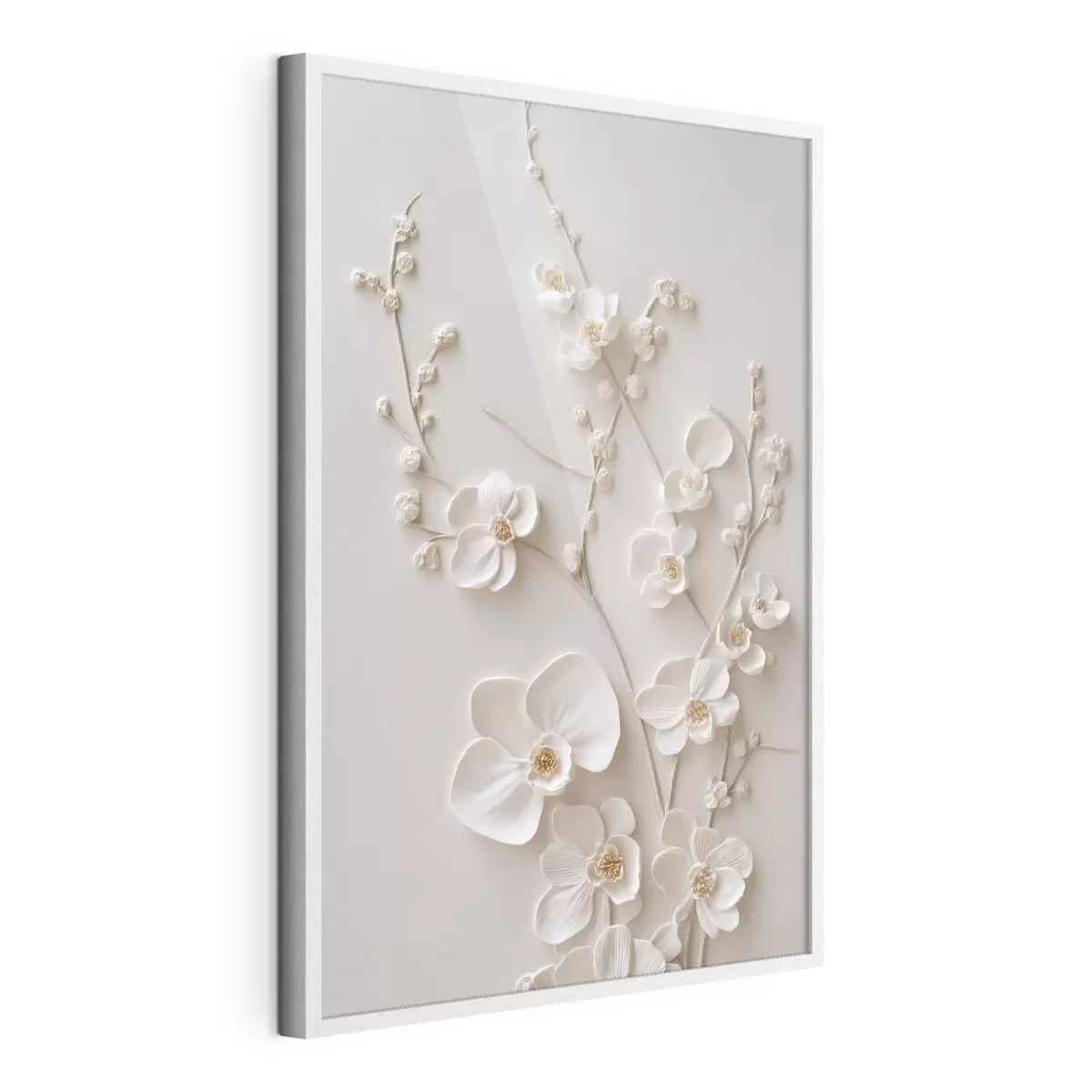 Poster Flori albe voluminoase pe ramuri delicate f49957