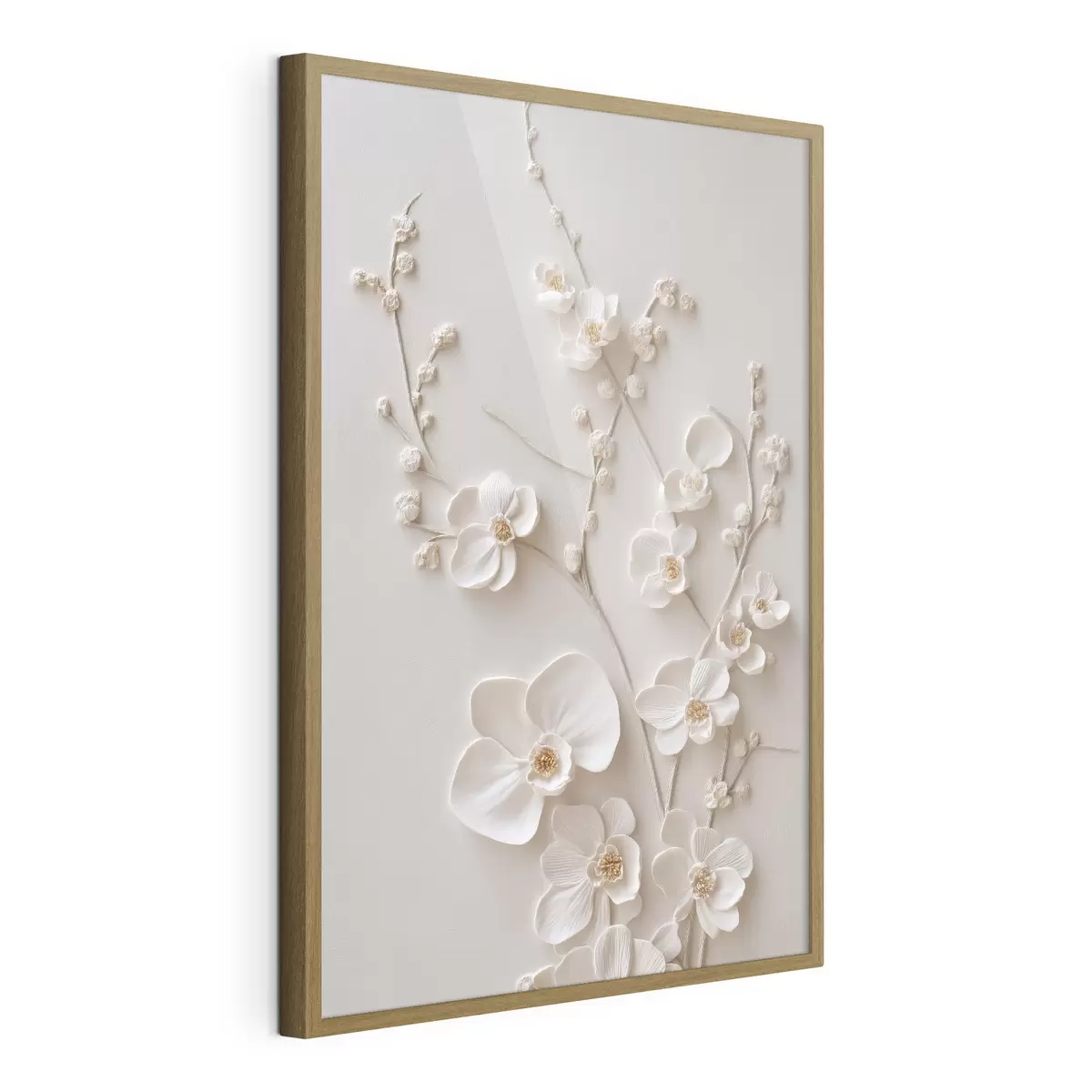 Poster Flori albe voluminoase pe ramuri delicate f49957