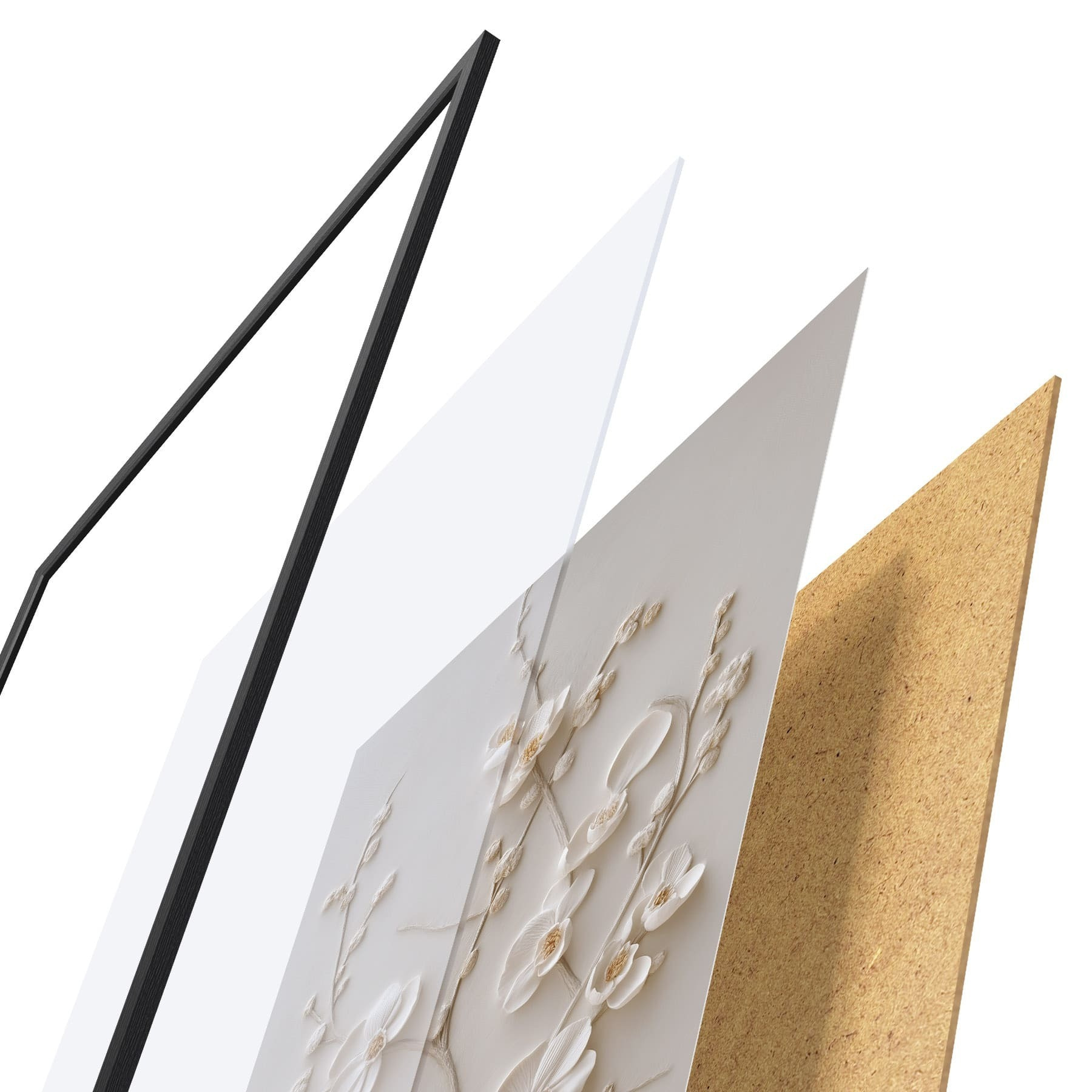 Poster Flori albe voluminoase pe ramuri delicate f49957