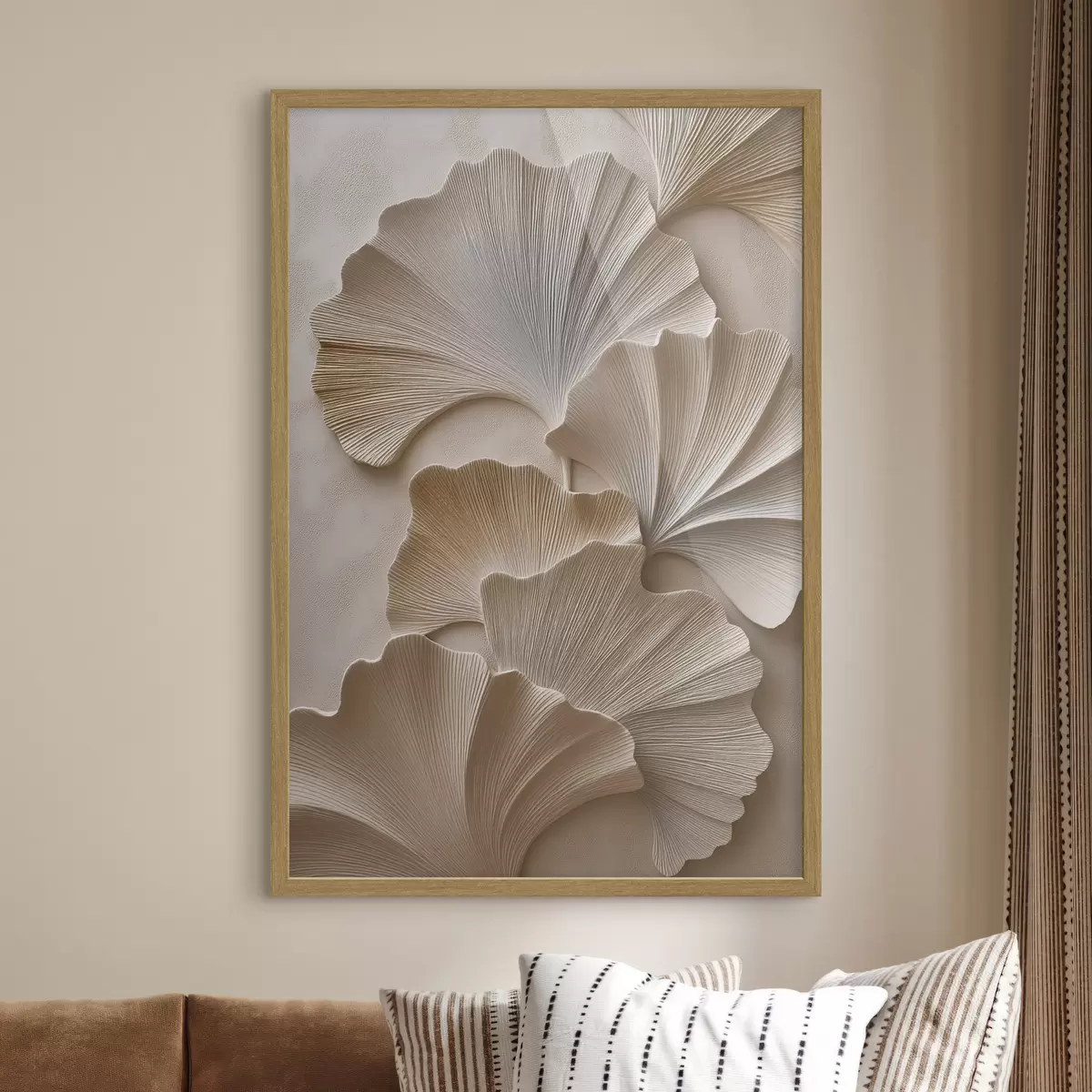 Poster Frunze în nuanțe neutre delicate, cu efect de relief f49960
