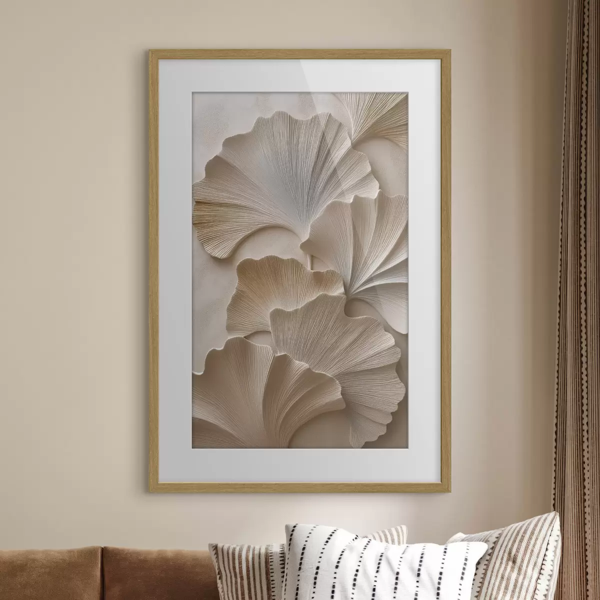 Poster Frunze în nuanțe neutre delicate, cu efect de relief f49960
