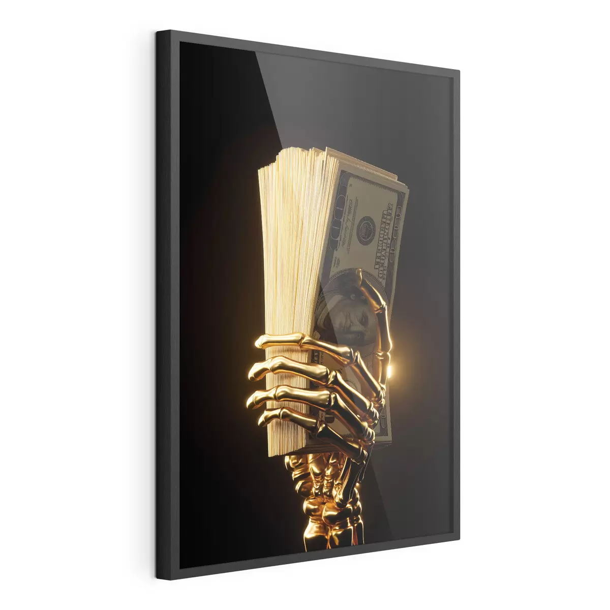 Poster Mână metalică ținând un teanc de bancnote f49967