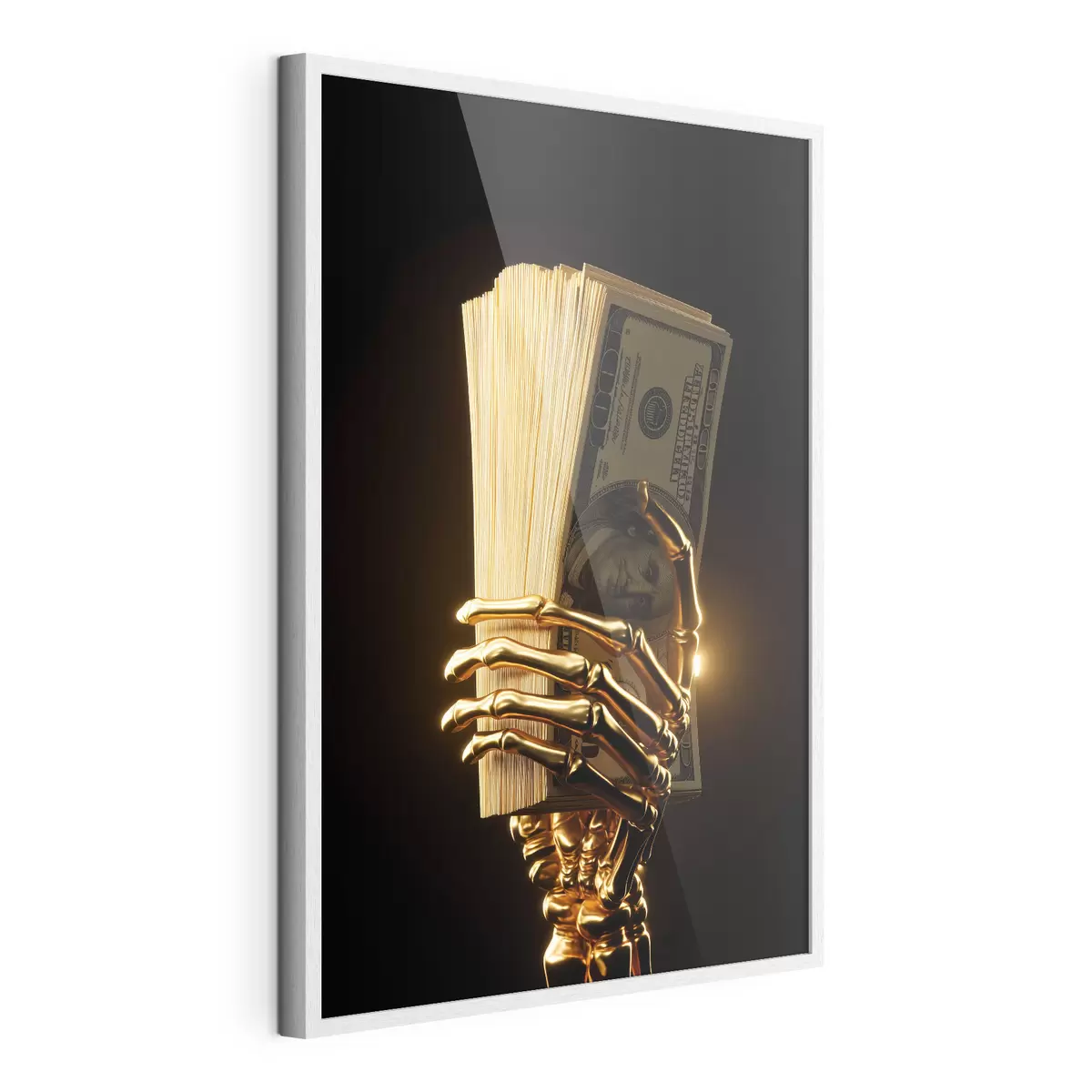 Poster Mână metalică ținând un teanc de bancnote f49967