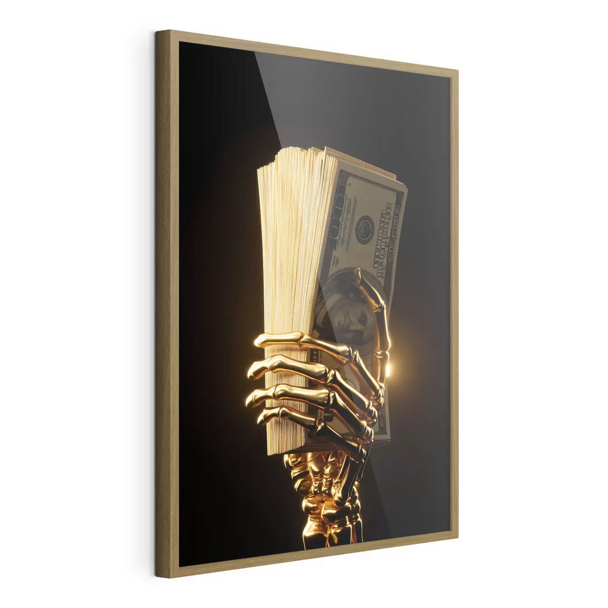 Poster Mână metalică ținând un teanc de bancnote f49967