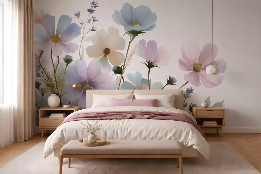 fototapet Flori de câmp în stil acuarelă w05755