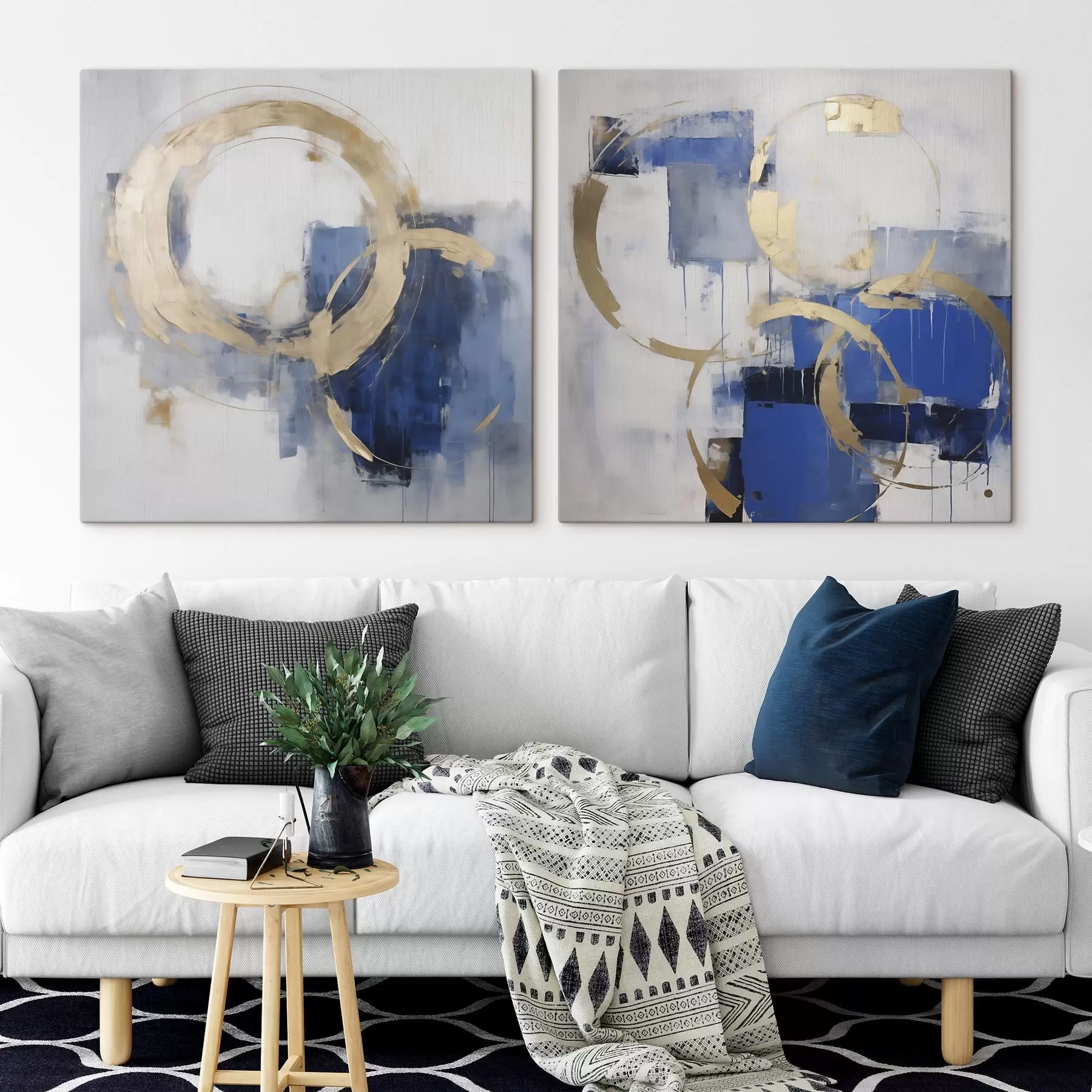 Tablouri Cercuri și inele abstracte, imitație de pictură m30810