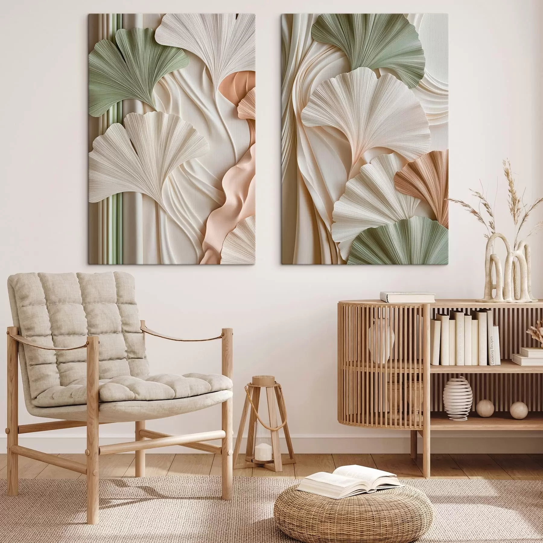 Tablouri Frunze de ginkgo în stil abstract m30714