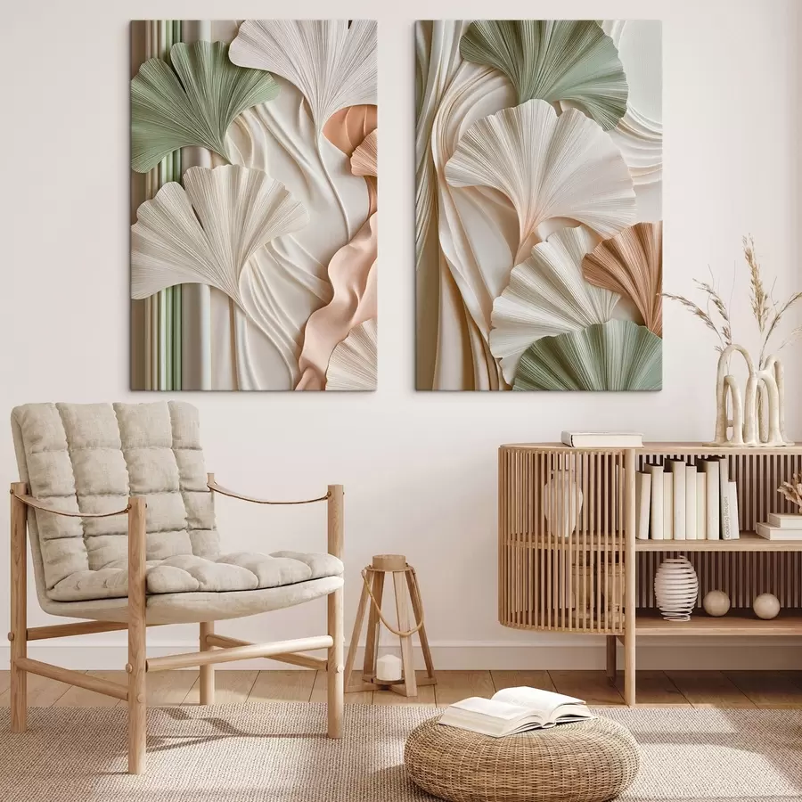 Tablouri Frunze de ginkgo în stil abstract m30714