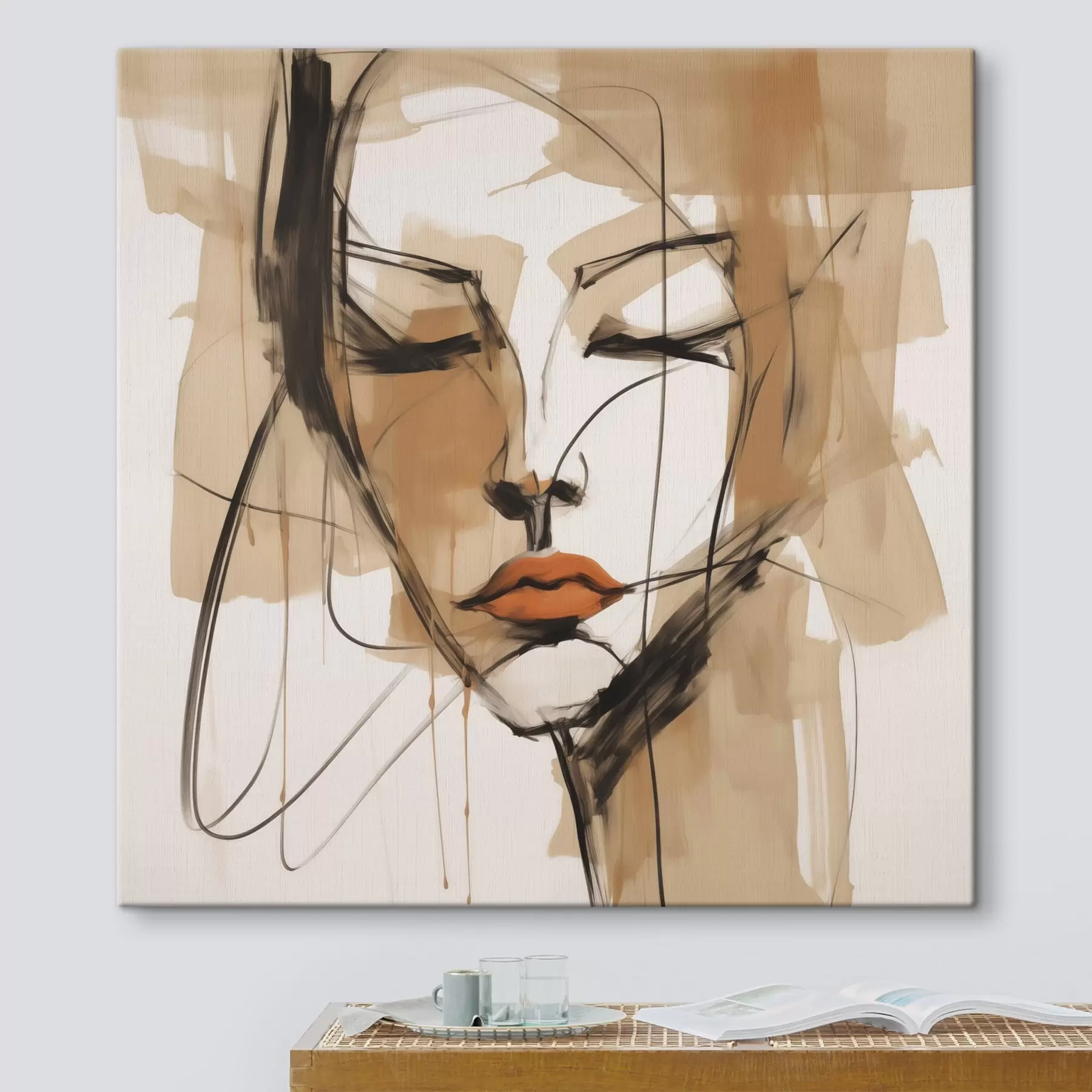 Tablouri Portret abstract de femeie, imitație de pictură s50185